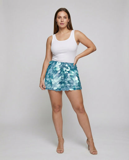 Damen Minirock Pailletten Taillenbetont - Eveloria