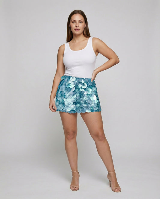 Damen Minirock Pailletten Taillenbetont - Eveloria