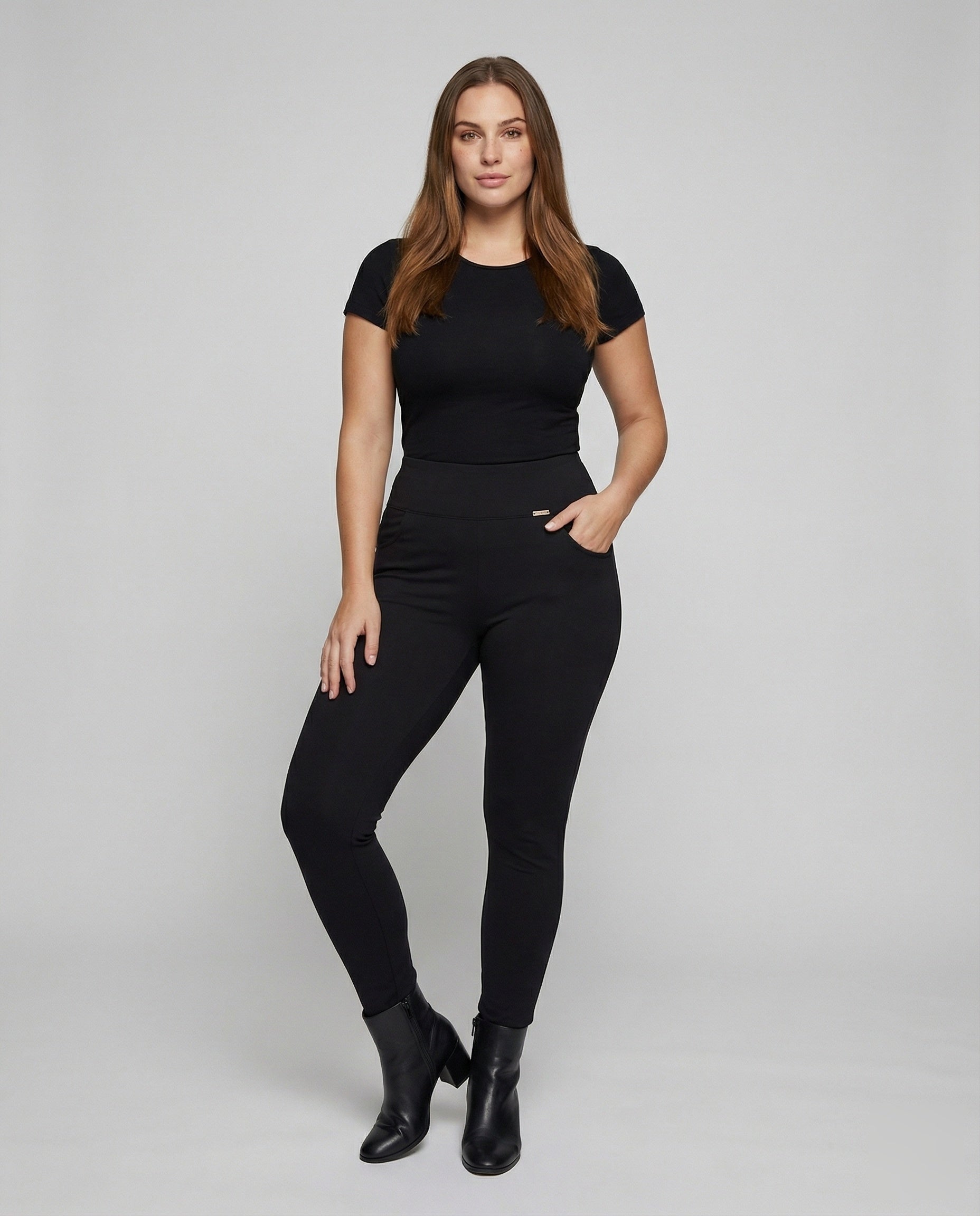 Damen taillenformende Leggings mit Eingrifftaschen - Eveloria