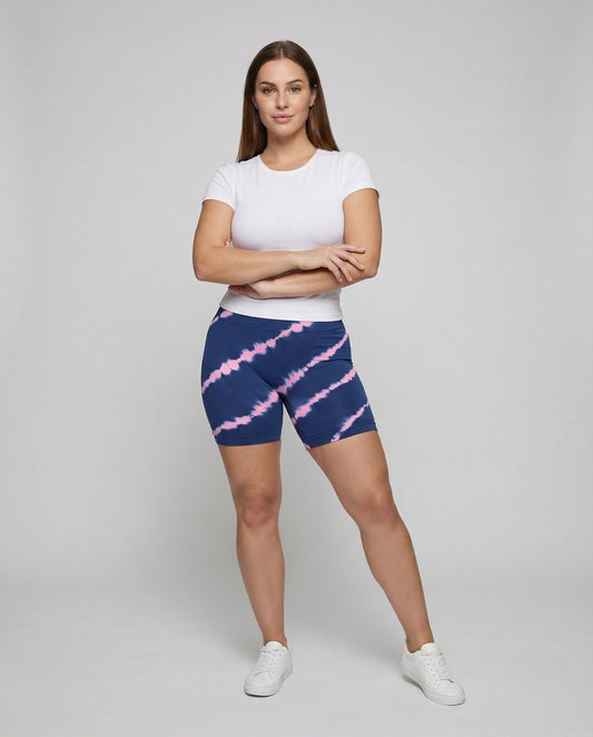 Damen Radler-Leggings Jersey Taillenformend Schwarz - Eveloria