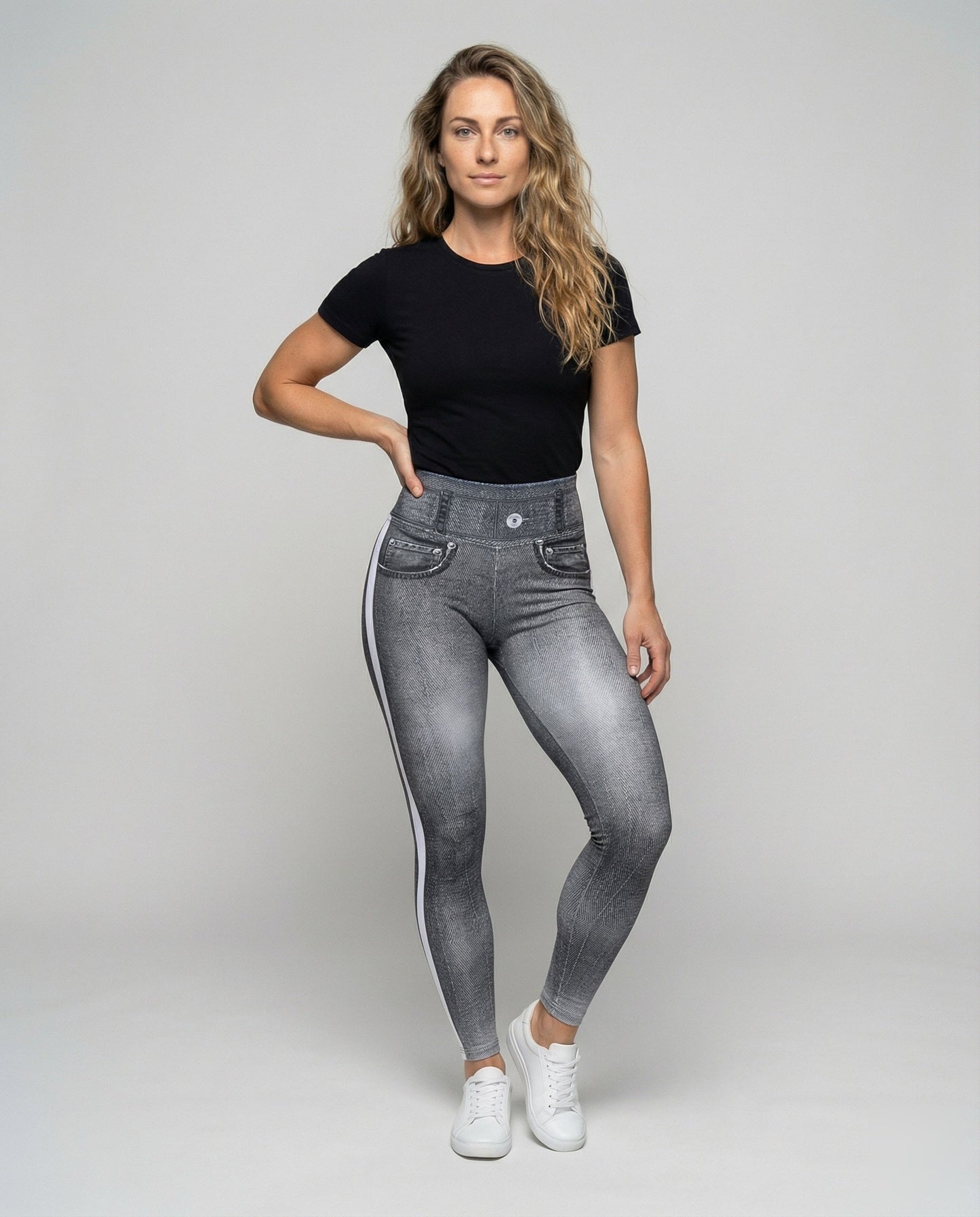 Damen Kontur Leggings Jeansoptik Po-Lift - Eveloria