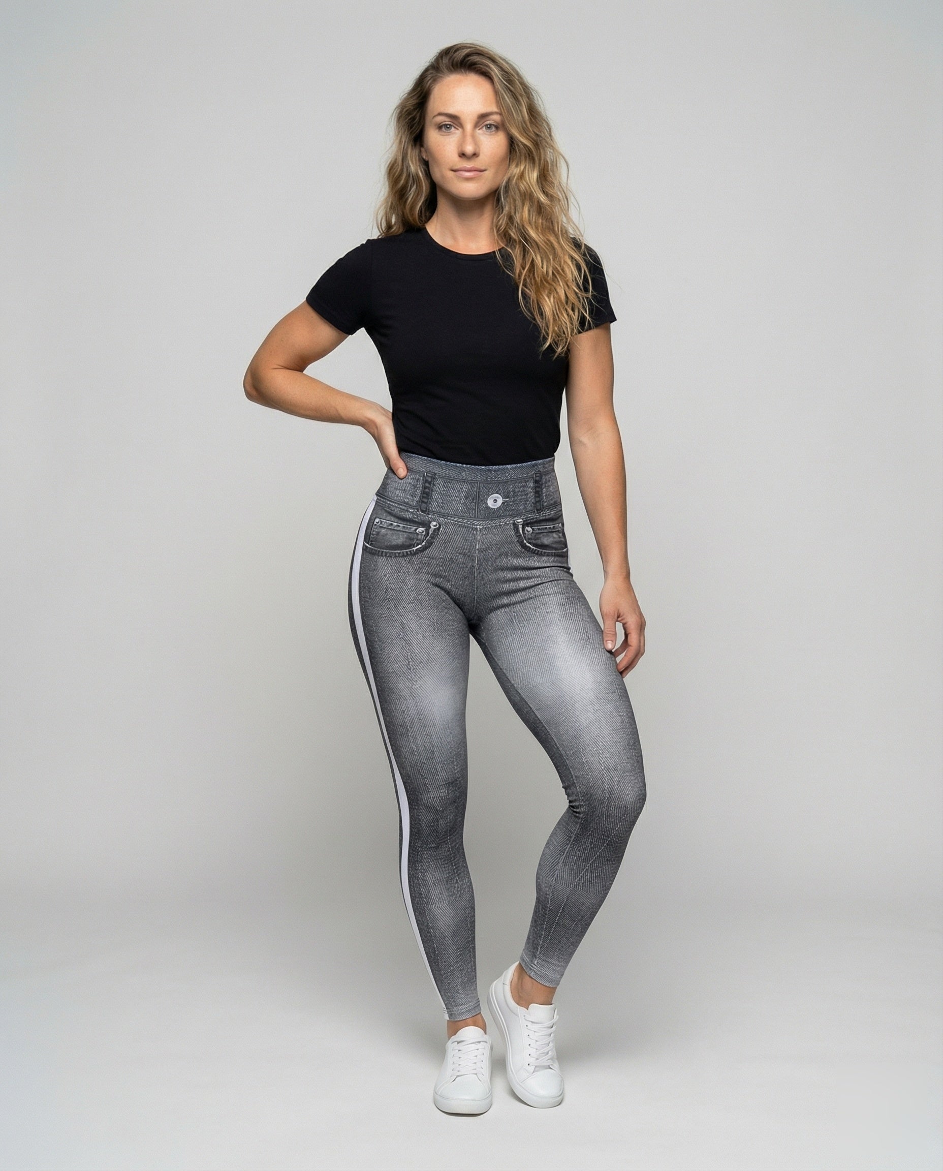 Damen Kontur Leggings Jeansoptik Po-Lift - Eveloria