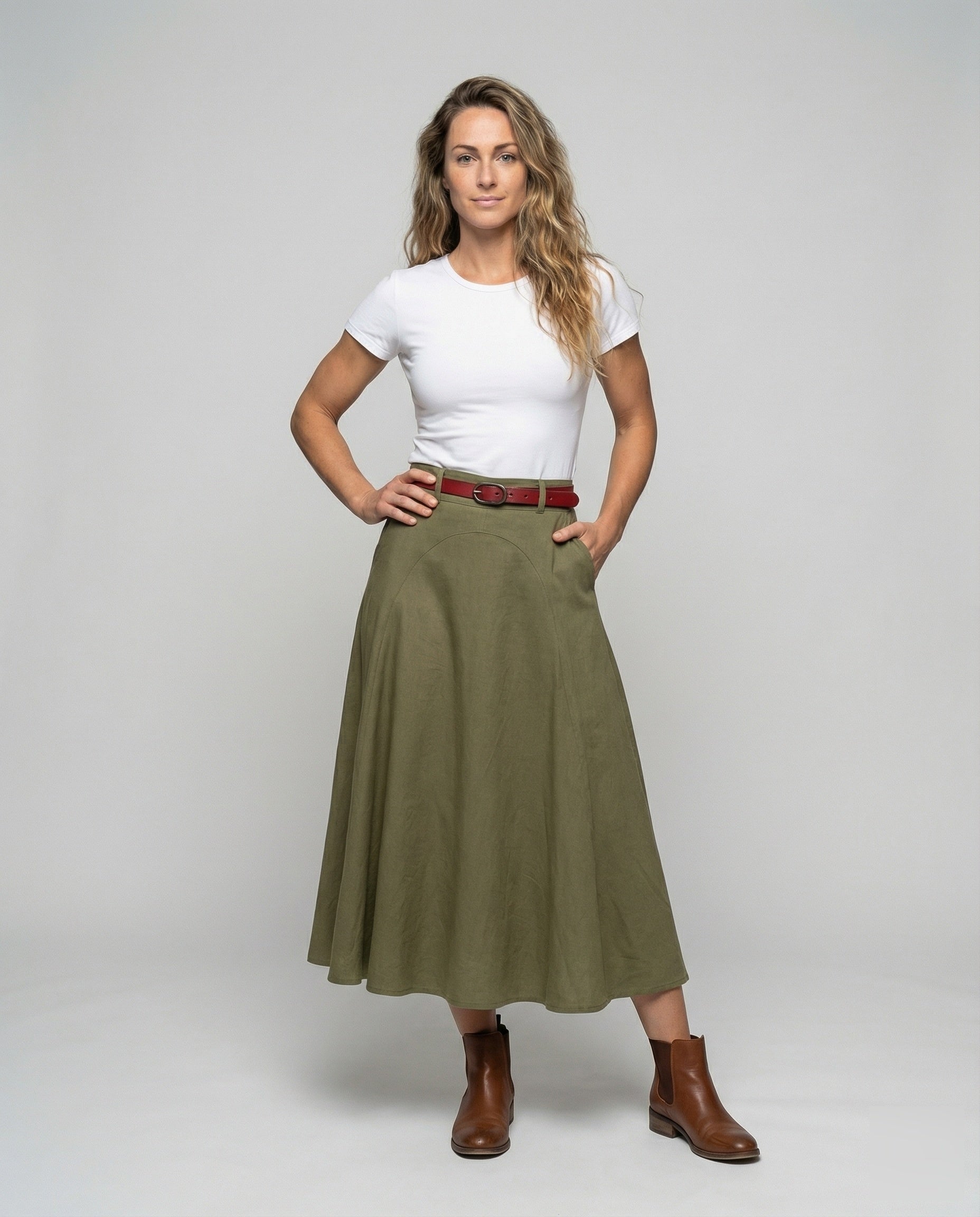 Damen Maxirock Taillenlang Schwingender Tellerrock - Eveloria
