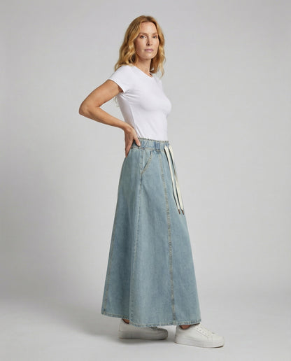 Damen Jeansrock Mit Tunnelzugbund - Eveloria