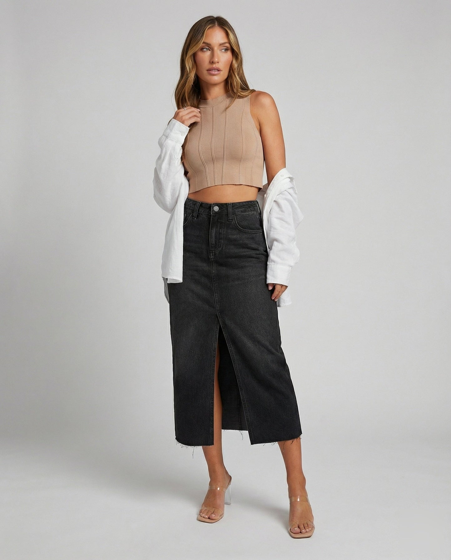Damen Jeansrock Mit Frontschlitz - Eveloria