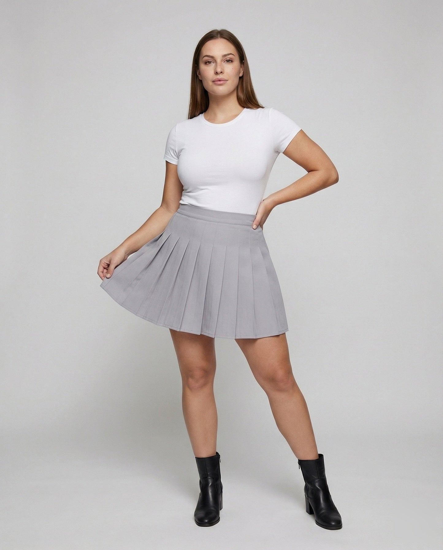 Damen Midirock Taillenlang mit Boxfalten - Eveloria