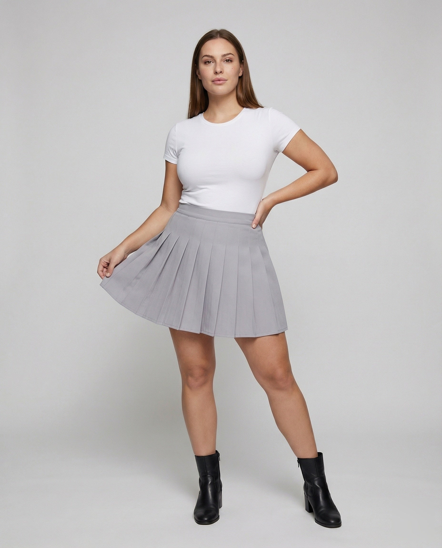 Damen Midirock Taillenlang mit Boxfalten - Eveloria