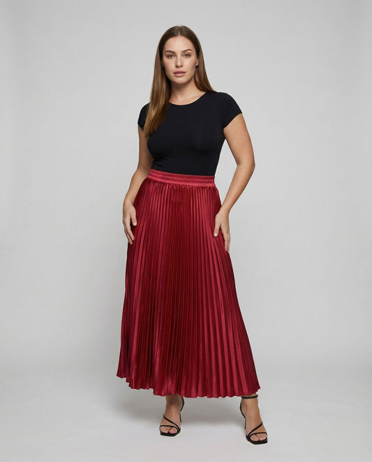 Damen Satin Plisseerock Smockbund - Eveloria