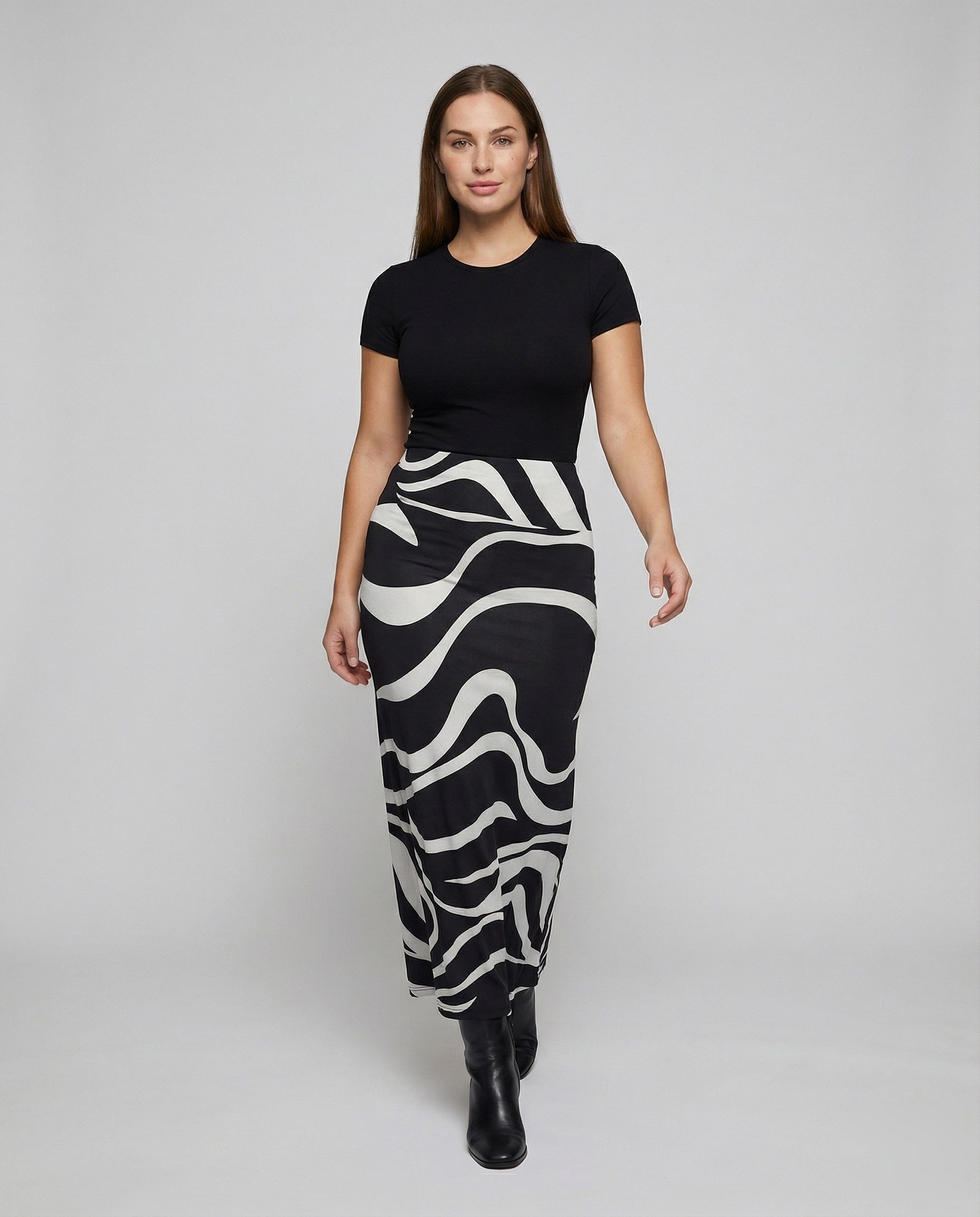Damen Maxirock Trompetenschnitt Grafikprint - Eveloria