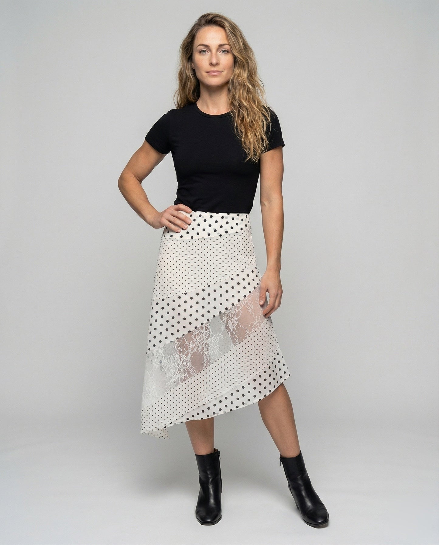 Damen Midirock Tailliert Punkteprint - Eveloria