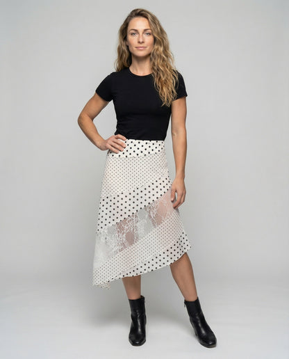 Damen Midirock Tailliert Punkteprint - Eveloria