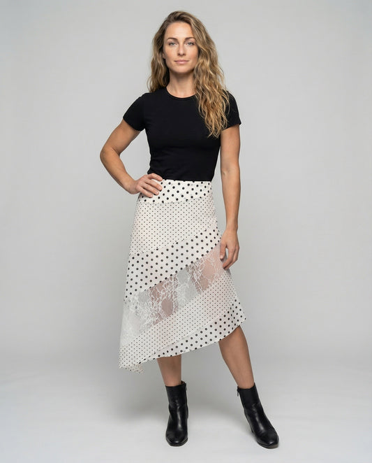 Damen Midirock Tailliert Punkteprint - Eveloria