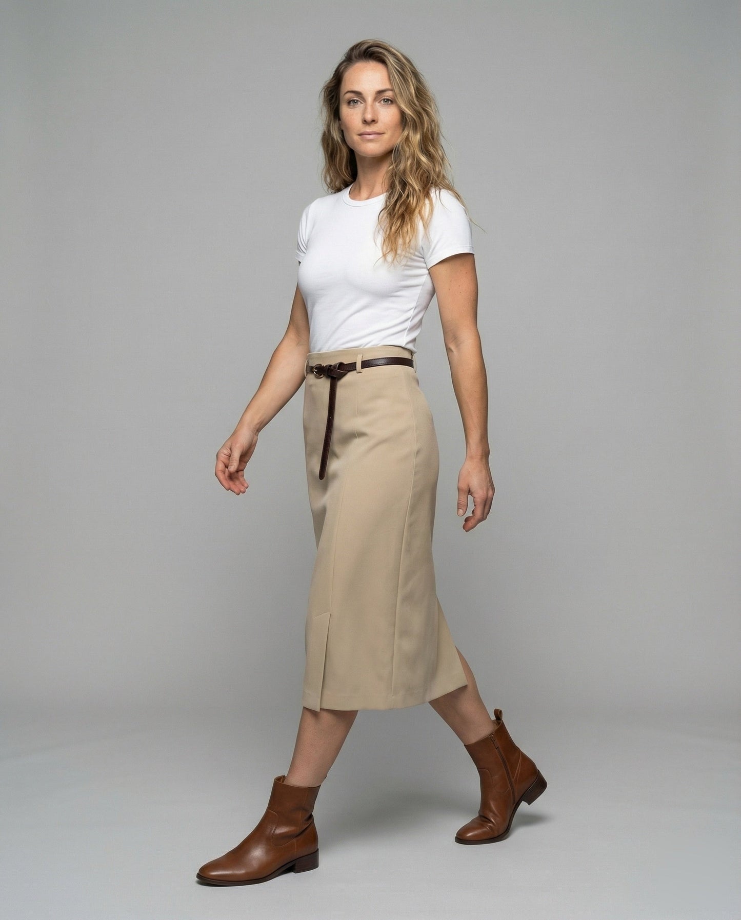 Damen Midirock Wickelrock mit Ziergürtel - Eveloria