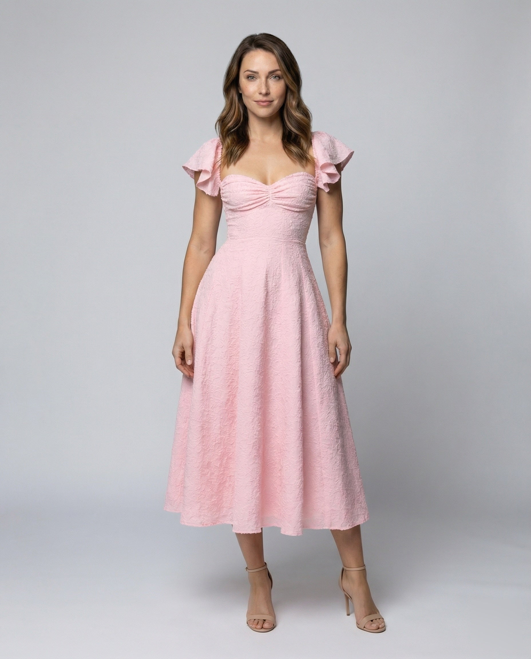 Damen Midikleid Jacquard-Tellerrock - Eveloria