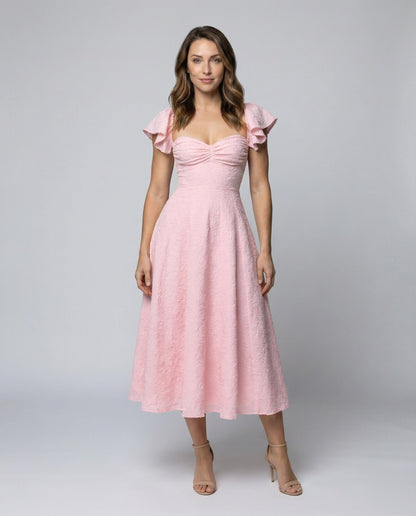 Damen Midikleid Jacquard-Tellerrock - Eveloria
