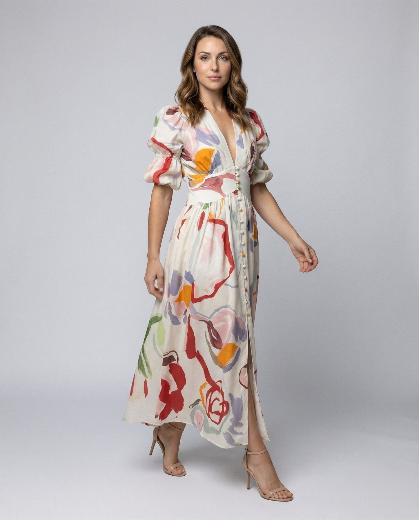 Damen V-Ausschnitt-Kleid Korsagen-Taille - Eveloria