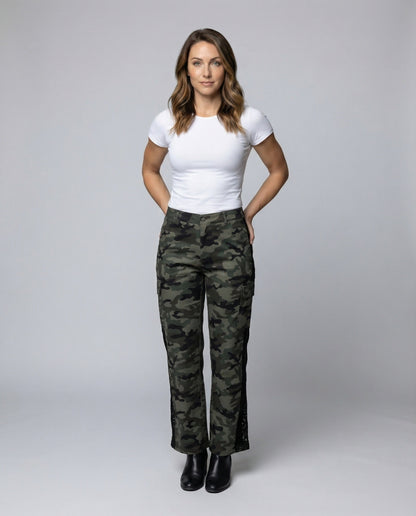 Damen Cargohose Tarnmuster Klappentaschen - Eveloria