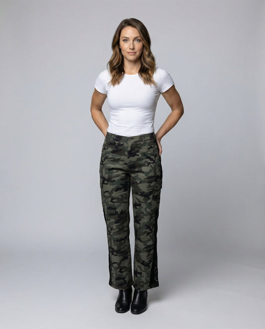 Damen Cargohose Tarnmuster Klappentaschen - Eveloria