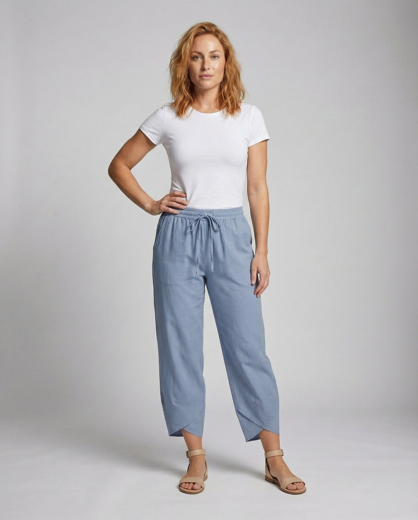 Damen Tulpenhose Vorderbundfalten Stretch - Eveloria