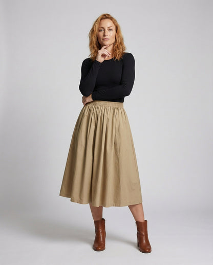 Damen Midirock Voluminös Smokbund Schwarz - Eveloria