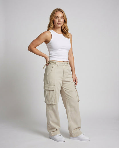 Damen Cargo-Hose Weite Fit Klappentaschen - Eveloria