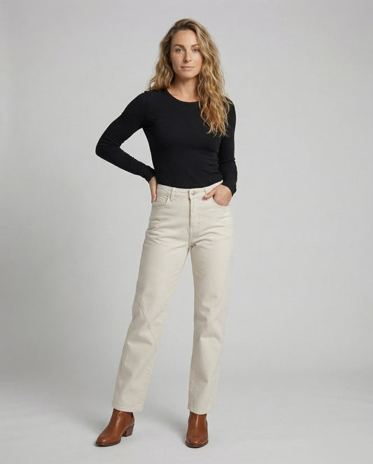 Damen Weite Jeanshose Geschwungene Naht - Eveloria