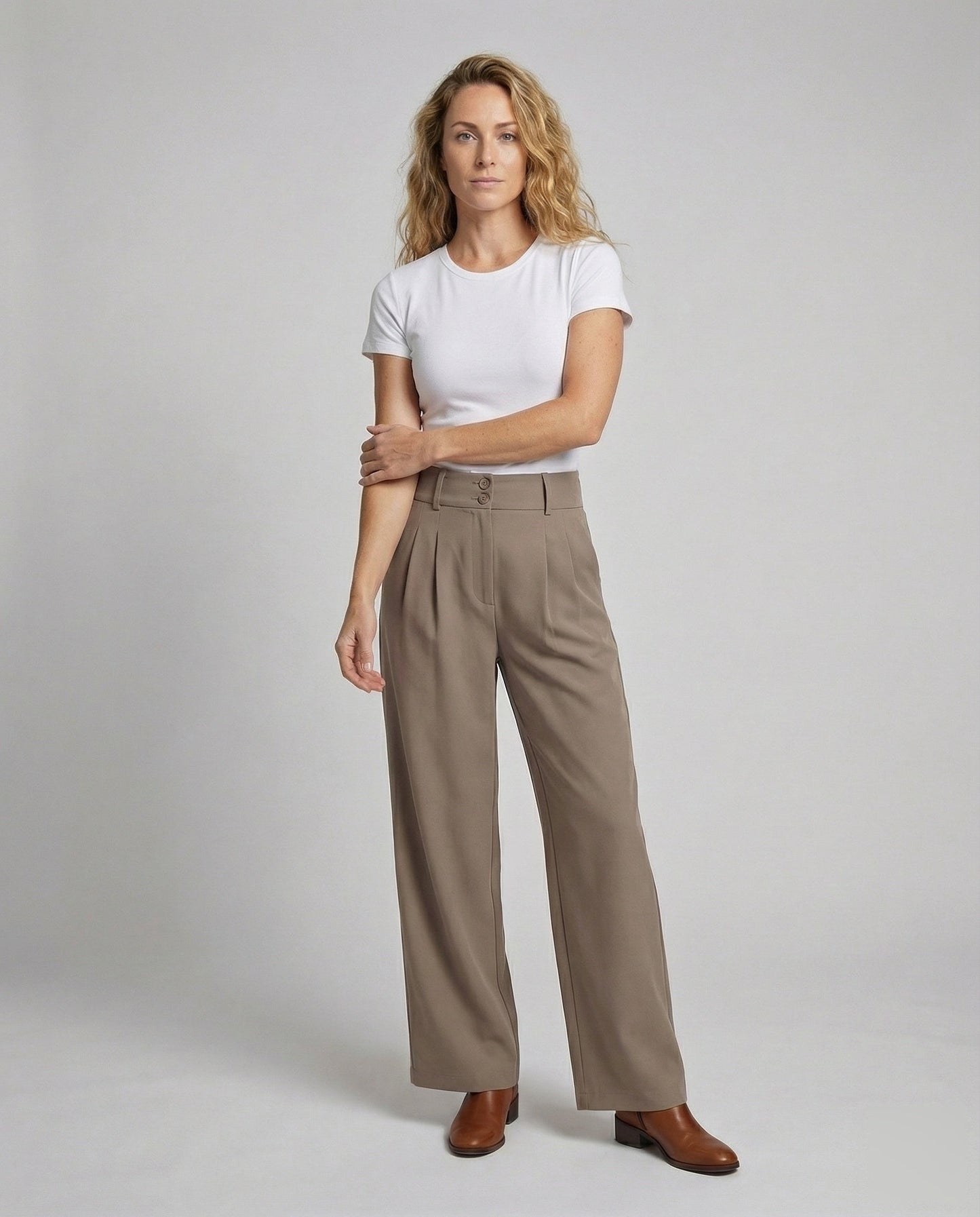 Damen Palazzo Hose Doppelknopf Weite Bein - Eveloria