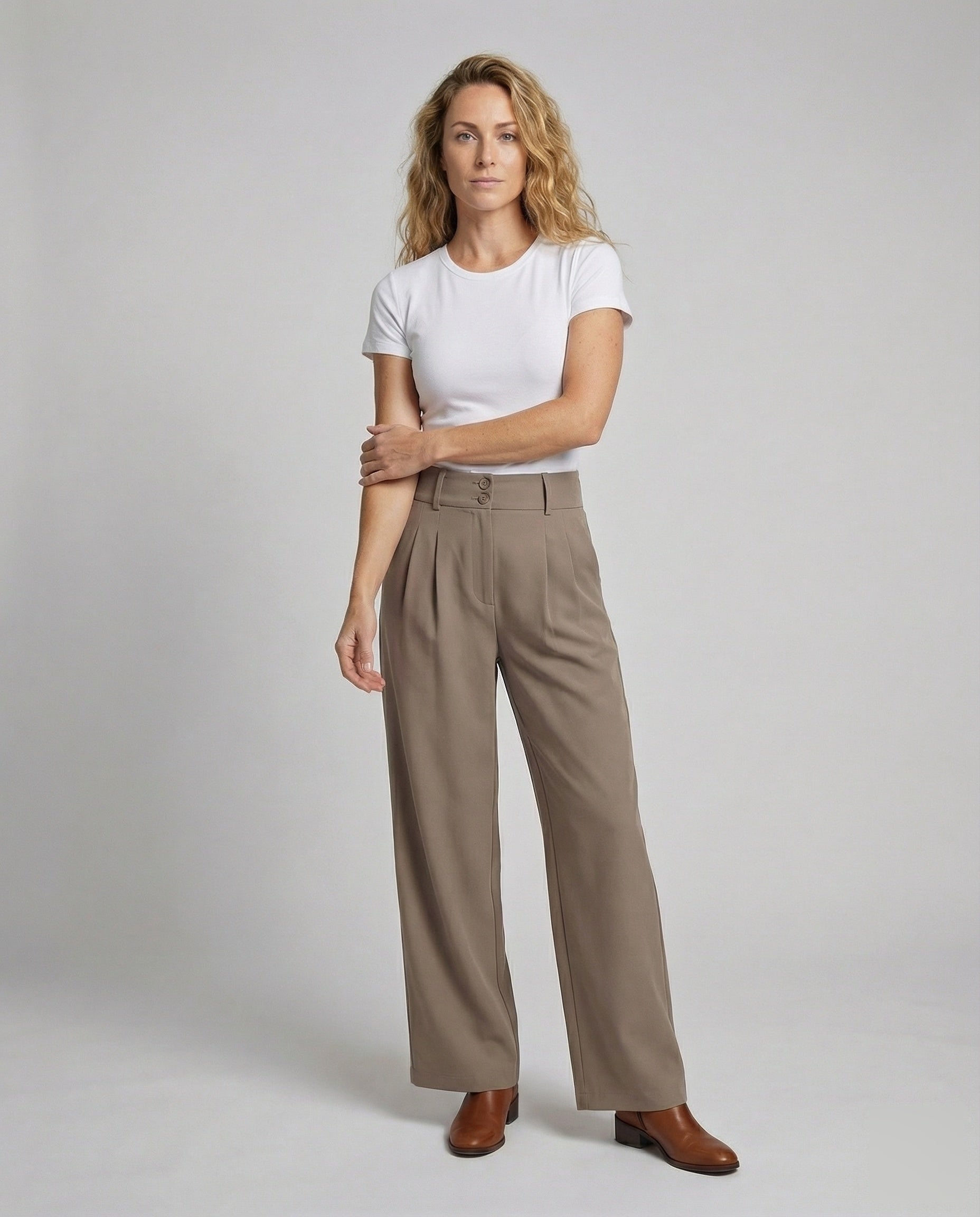 Damen Palazzo Hose Doppelknopf Weite Bein - Eveloria