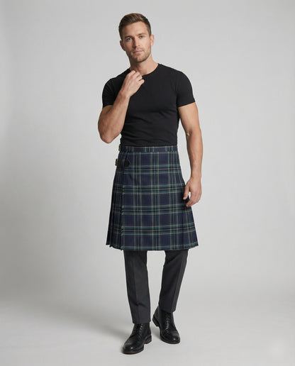 Herren Karierter Highland Kilt Lederriemen - Eveloria