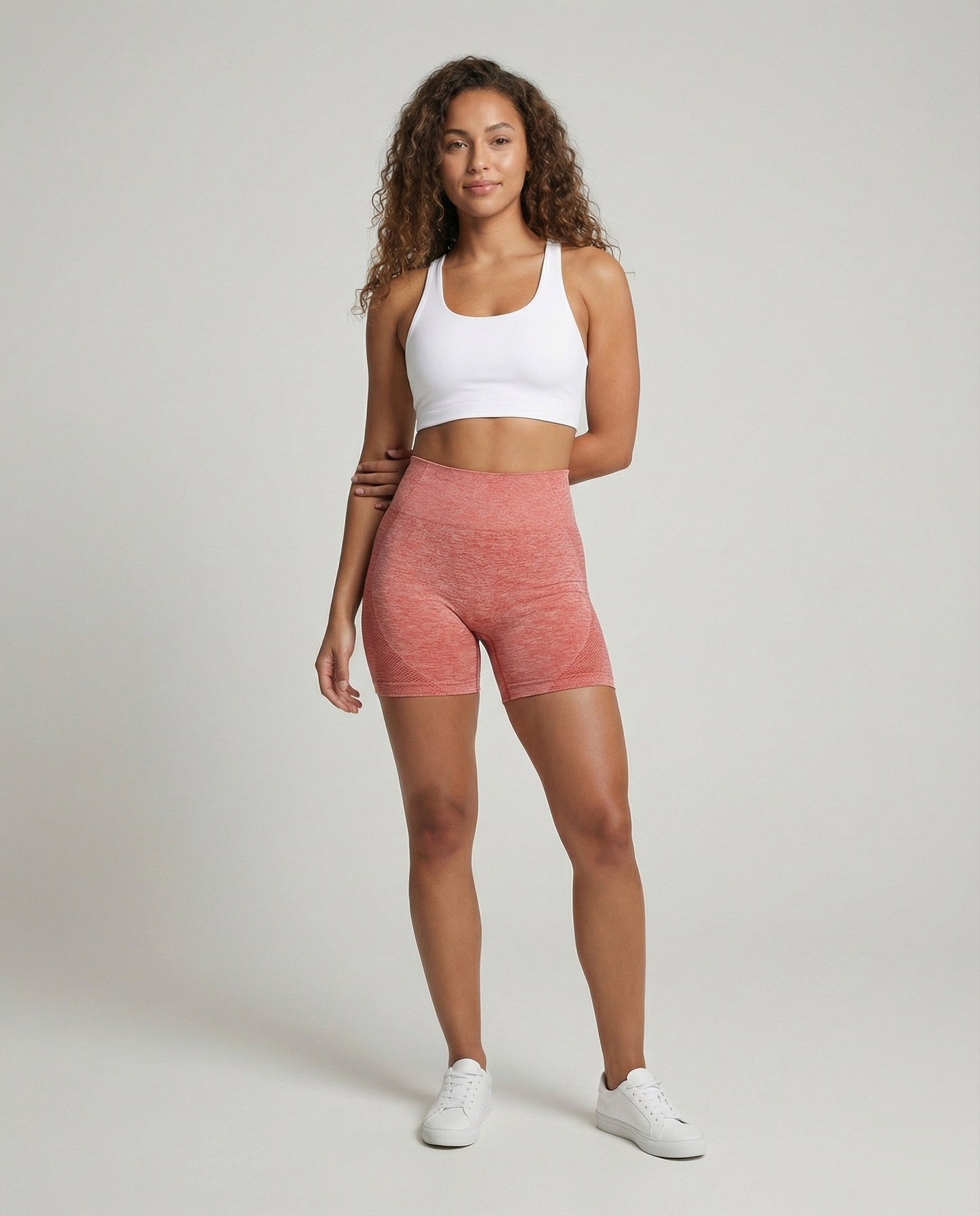 Damen Nahtfreie Sport-Bermuda Strukturzonen Schwarz - Eveloria