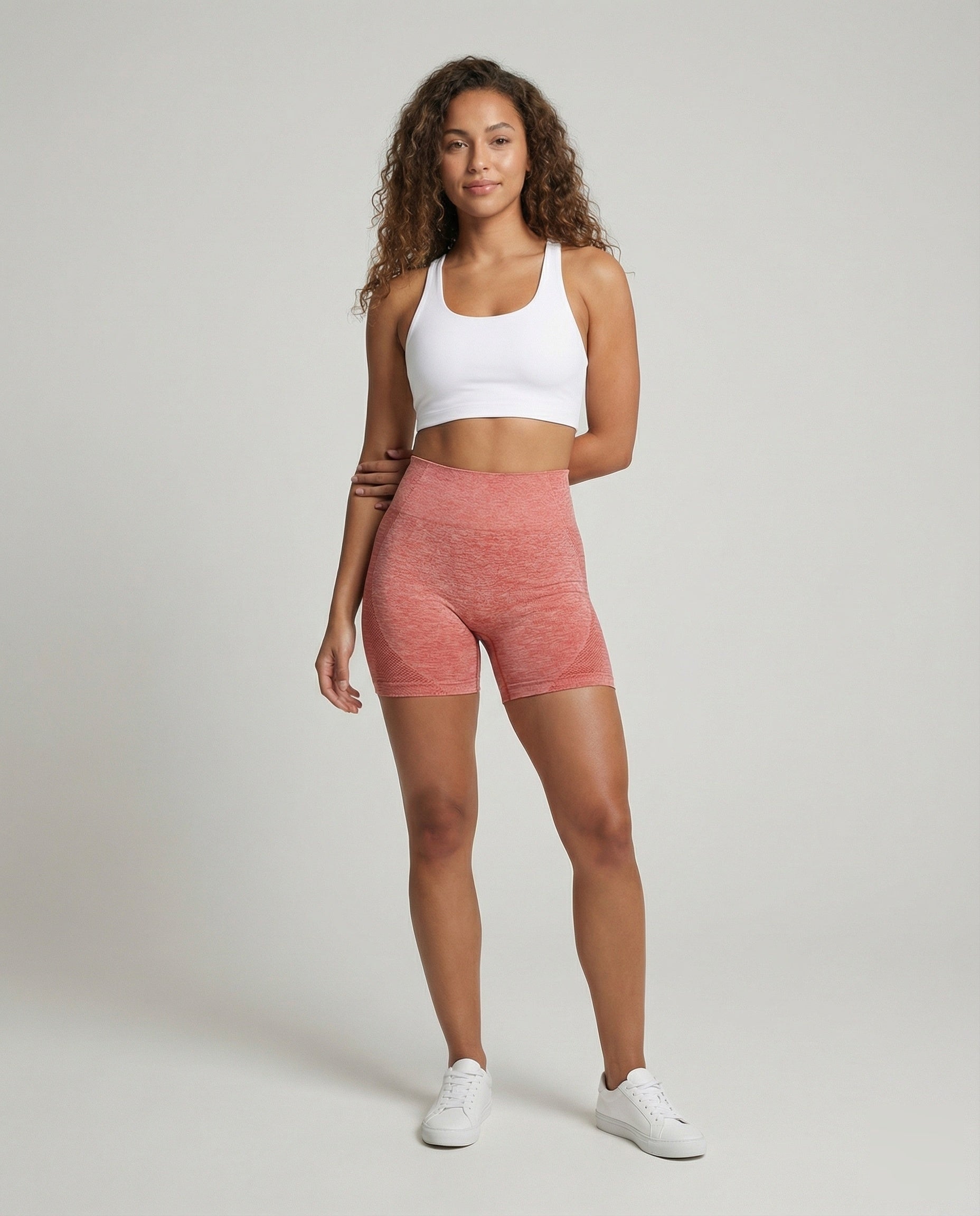 Damen Nahtfreie Sport-Bermuda Strukturzonen Schwarz - Eveloria