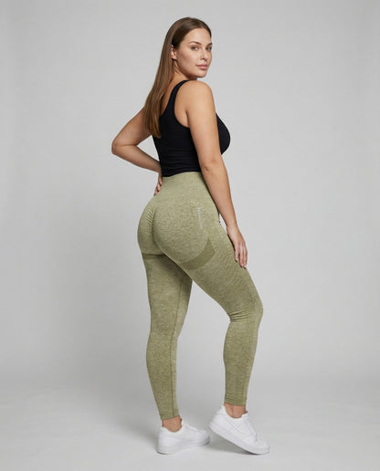 Damen Sportleggings Nahtlos Rippstruktur Schwarz - Eveloria