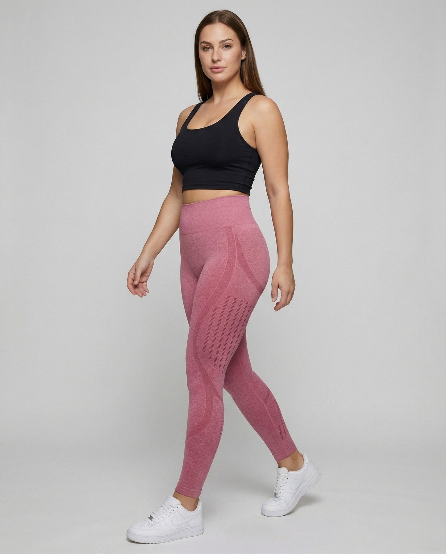 Damen Trainingsleggings Nahtlos Atmungsaktiv Schwarz - Eveloria
