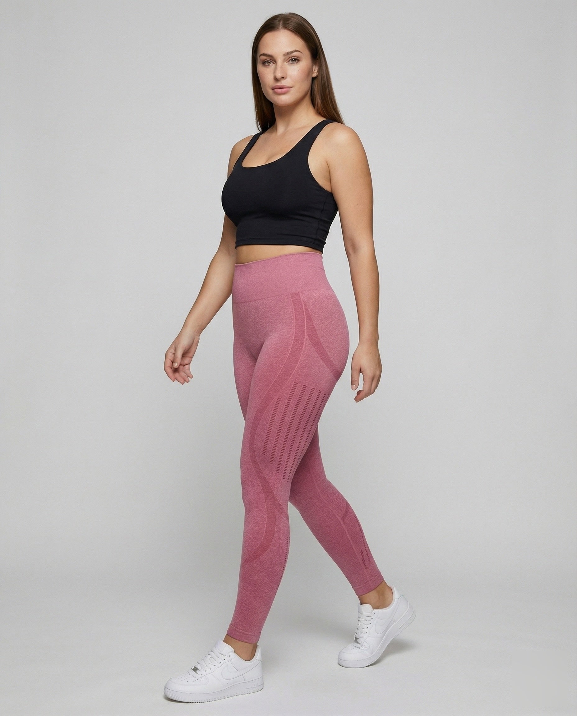 Damen Trainingsleggings Nahtlos Atmungsaktiv Schwarz - Eveloria
