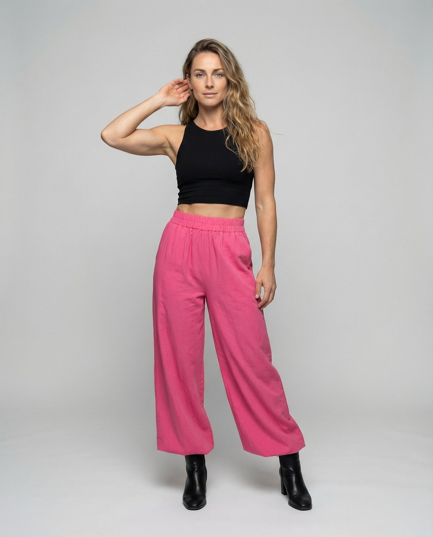 Damen Maxihose Plissiert Leinenoptik - Eveloria