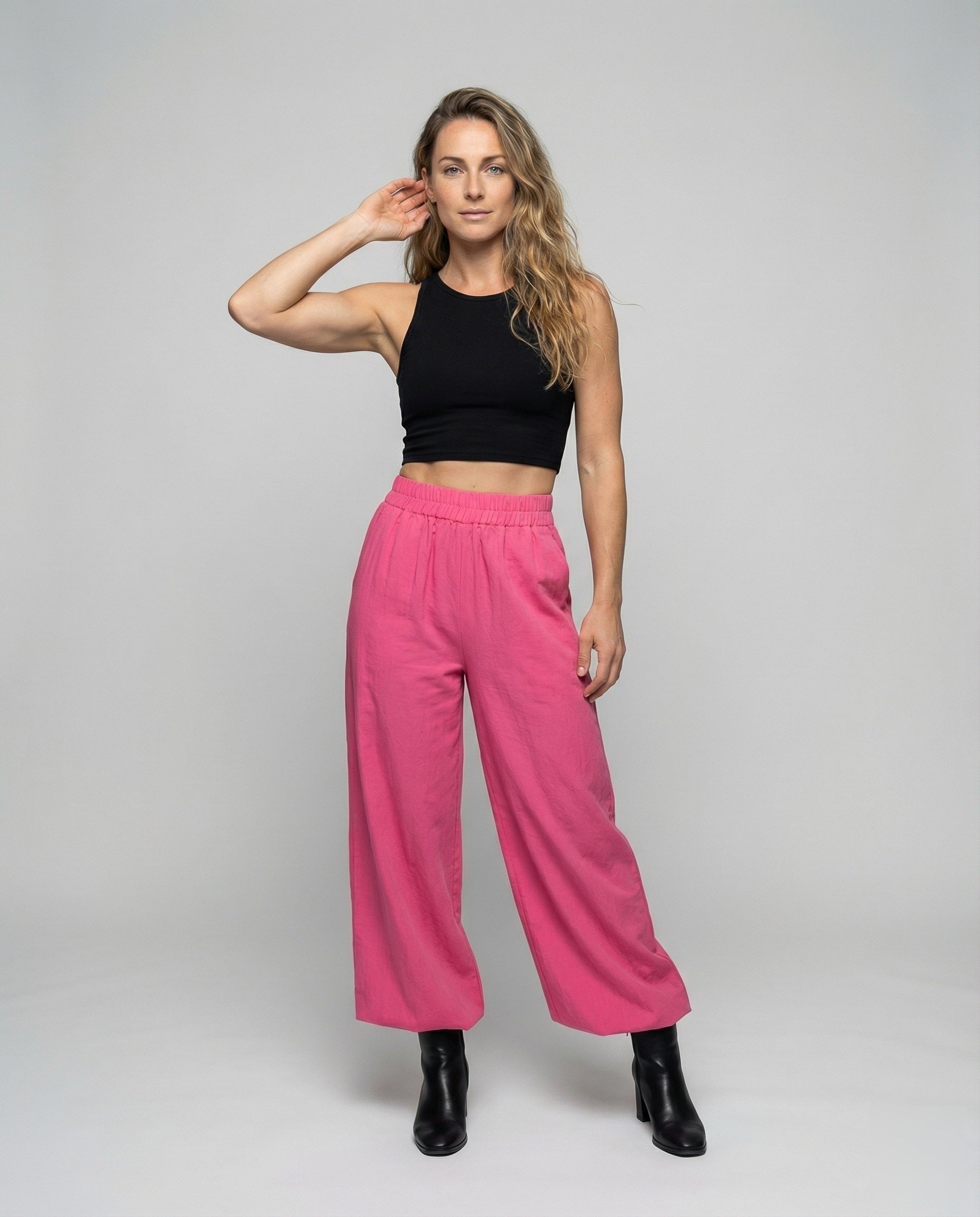 Damen Maxihose Plissiert Leinenoptik - Eveloria