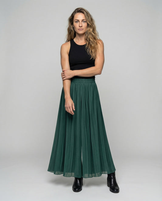 Damen Plissierter Rockhose Weite Bein Schwarz - Eveloria