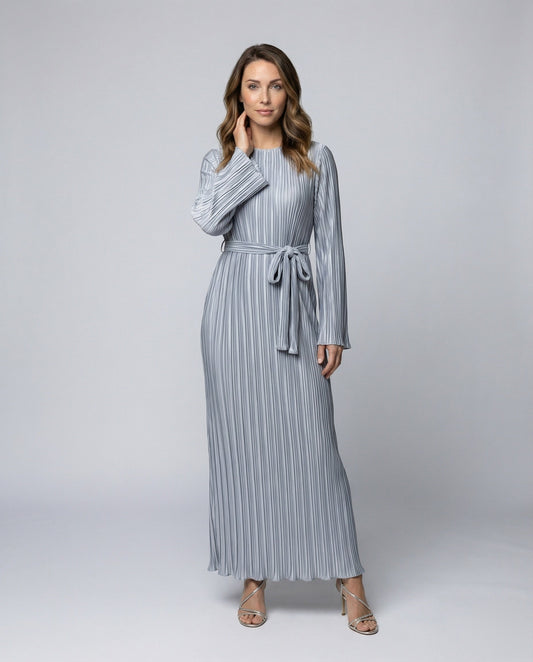 Damen Maxikleid Plissiertes Taillenband - Eveloria