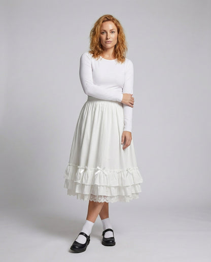 Damen Midirock Doppelvolant Vintage-Stil - Eveloria