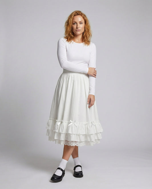 Damen Midirock Doppelvolant Vintage-Stil - Eveloria