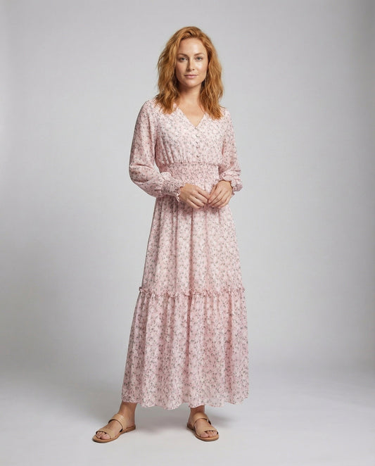 Damen Maxikleid Chiffon Stufenrock Romantisch - Eveloria