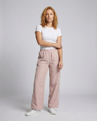 Damen Satin Jogginghose Paspeliert Schwarz - Eveloria