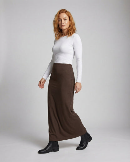 Damen Maxi-Rock Elastisches Jersey Schwarz - Eveloria