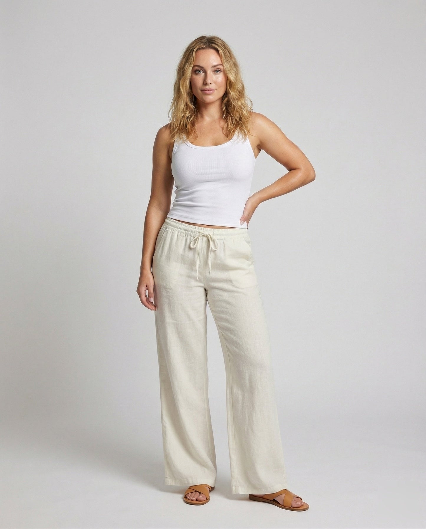 Damen Leinenhose Gerades Bein - Eveloria