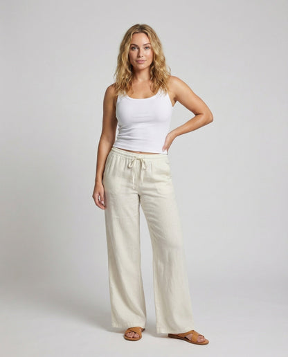 Damen Leinenhose Gerades Bein - Eveloria