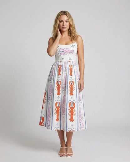 Damen Trägerkleid Sommer Hummer-Print - Eveloria