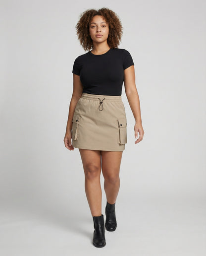 Damen Cargo-Minirock A-Linie Beige - Eveloria