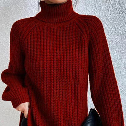 Damen Winter Rollkragenpullover Rippstruktur