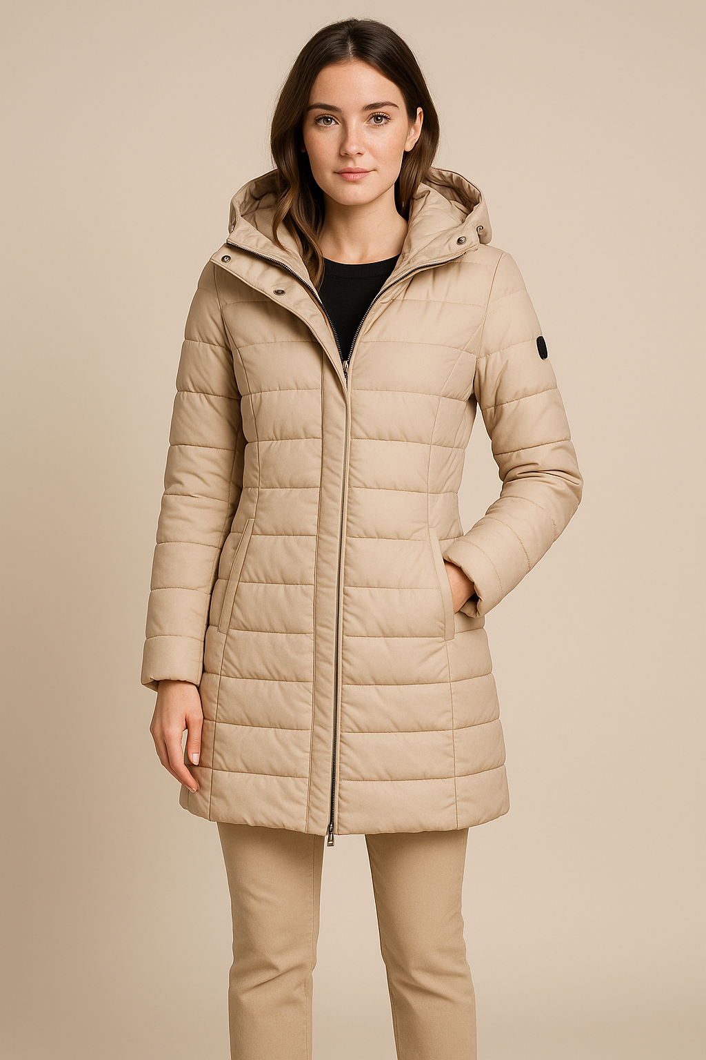 Damen Pufferjacke Wasserabweisend Lang Gesteppt