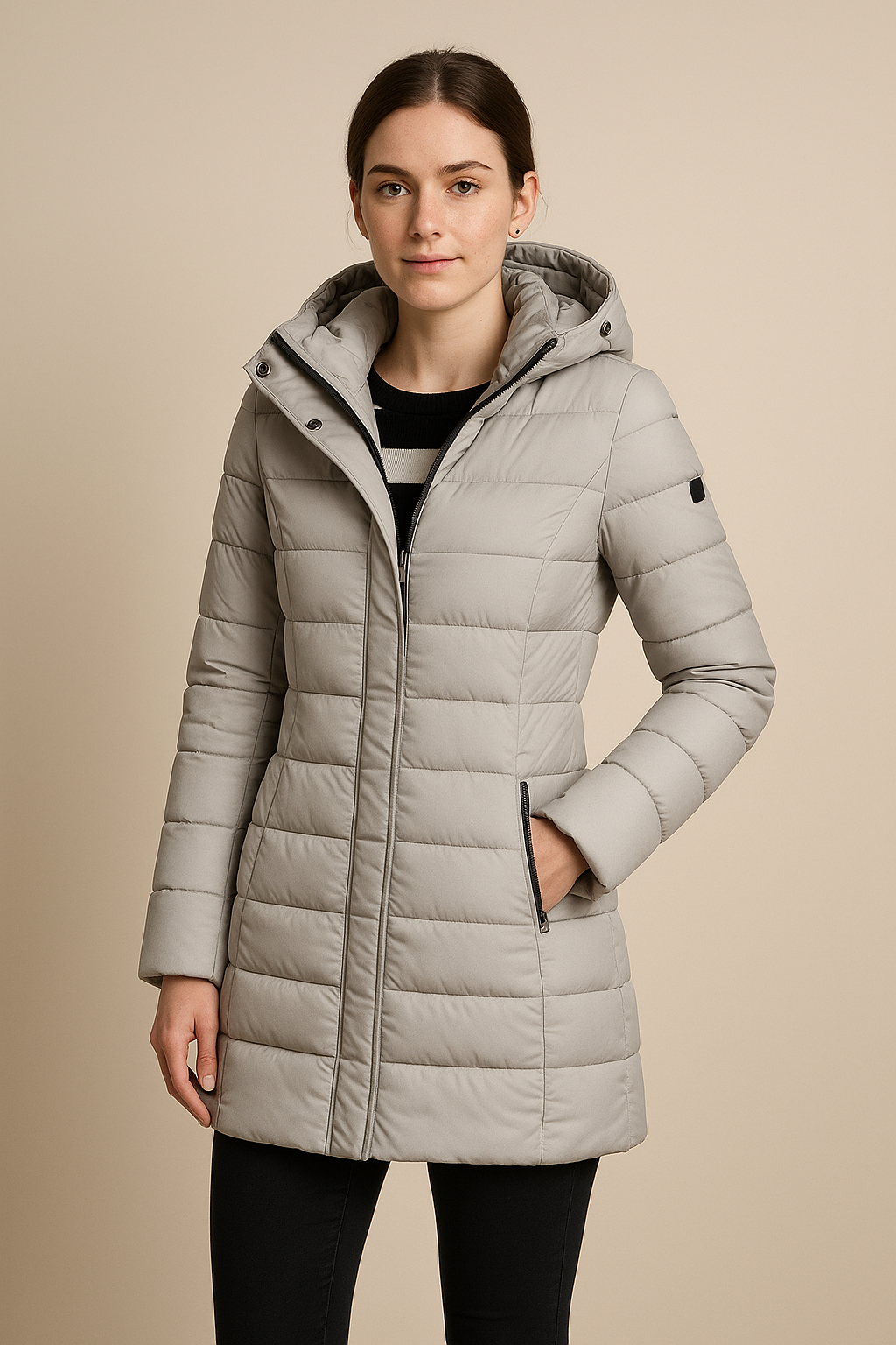Damen Pufferjacke Wasserabweisend Lang Gesteppt